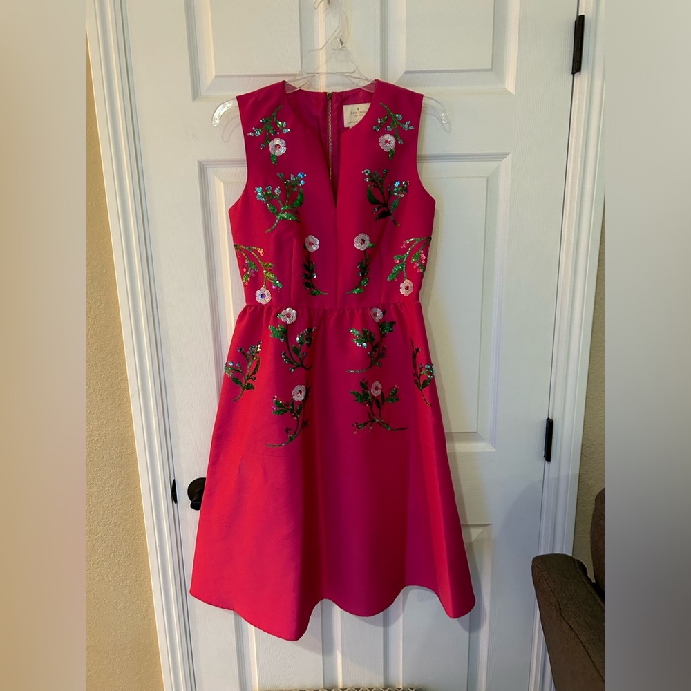 EUC Kate Spade Pink Embellished Floral Dress Size 2